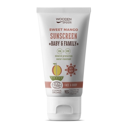 Wooden Spoon Bio naptej és testápoló mangóval SPF 50, 150ml