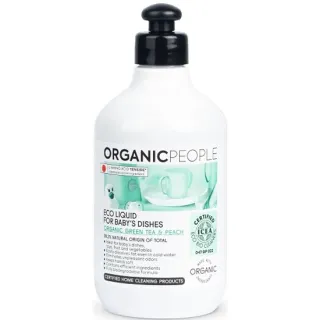 Organic People Öko Mosogatószer babaedényekhez bio zöld teával és barackkal 500ml