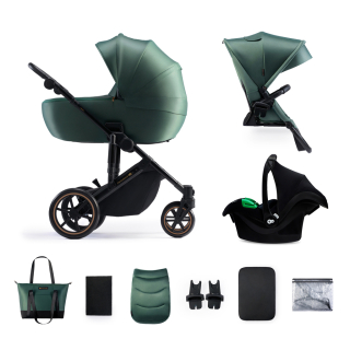 Kinderkraft Prime 2 prémium 3in1 kombinált babakocsi, Dark Green