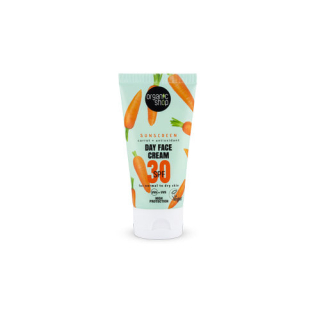 Organic Shop Fényvédő nappali arckrém sárgarépával és antioxidánsokkal SPF30 (normál és száraz bőrre), 50ml