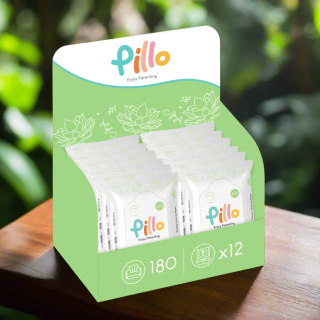 Pillo cumi és arc törlőkendő, bio aloe verával és aktív zabvízzel MEGA PACK 12x15db