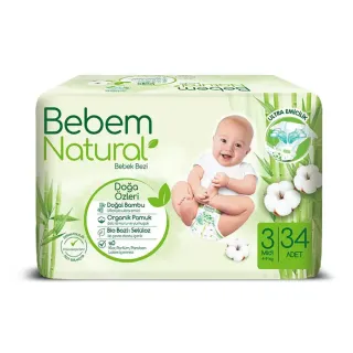 Bebem Natural pelenka bambuszrosttal 3 midi (4-9kg) 34db