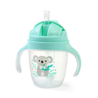 BabyOno szívószálas itatópohár füllel 240ml, menta